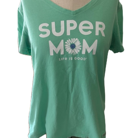 Life is Good Women’s Green Daisy Super Mom Short sleeve tee. Size medium - Picture 1 of 7